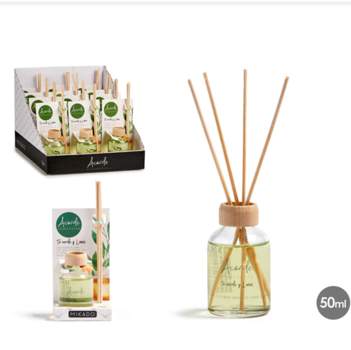 Mikado mit grünem Tee und Limettenstab | 50ml