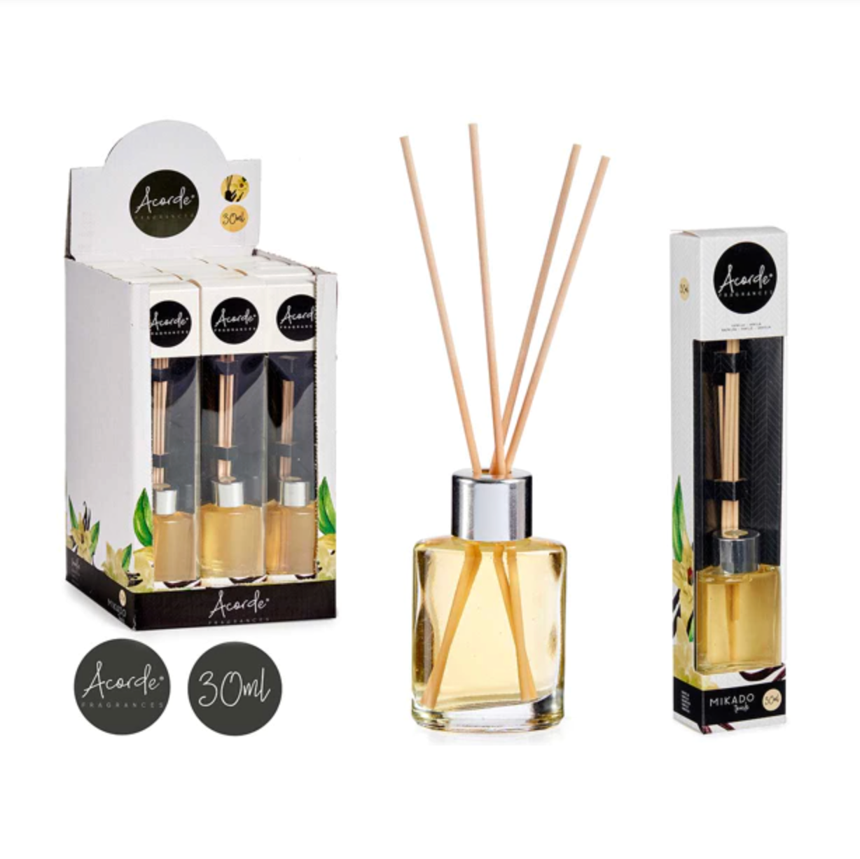 Mikado Vanille inkl. Glas + Rattanpalme + Kunststoff + Parfüm | 30ml